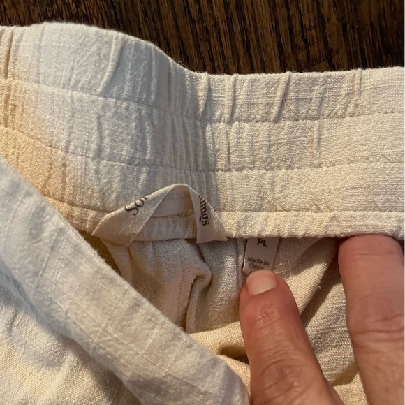 Soft Surroundings White Linen Wide Leg Pull On Pants - Picture 3 of 6